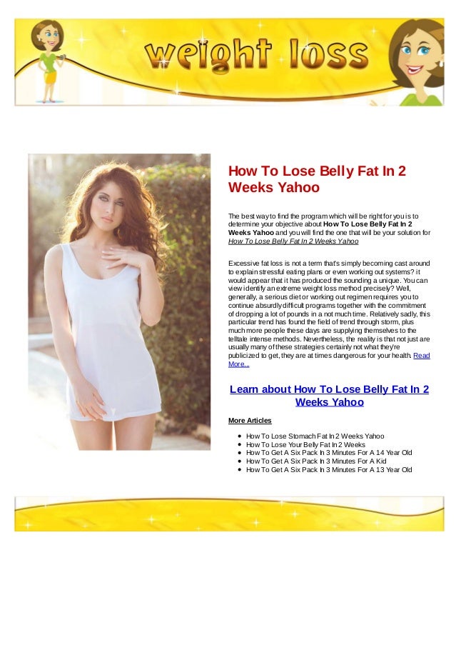 How do you lose belly fat yahoo